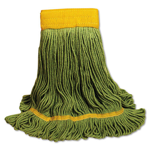 Image of Boardwalk® Ecomop Looped-End Mop Head, Recycled Fibers, Large Size, Green