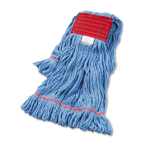 Image of Boardwalk® Super Loop Wet Mop Head, Cotton/synthetic Fiber, 5" Headband, Large Size, Blue, 12/carton