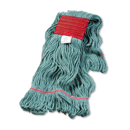 Image of Boardwalk® Super Loop Wet Mop Head, Cotton/synthetic Fiber, 5" Headband, Large Size, Green, 12/carton