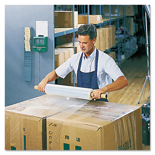 Image of Universal® Stretch Film with Preattached Handles, 20" x 1,000 ft, 20 mic (80-Gauge), Clear, 4/Carton