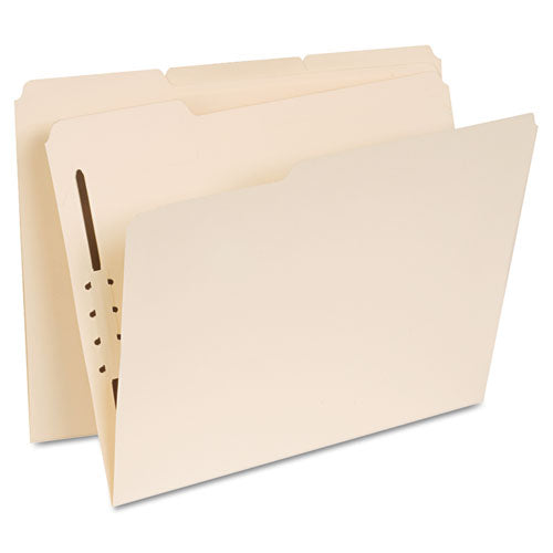 Image of Universal® Reinforced Top Tab Fastener Folders, 0.75" Expansion, 1 Fastener, Letter Size, Manila Exterior, 50/Box
