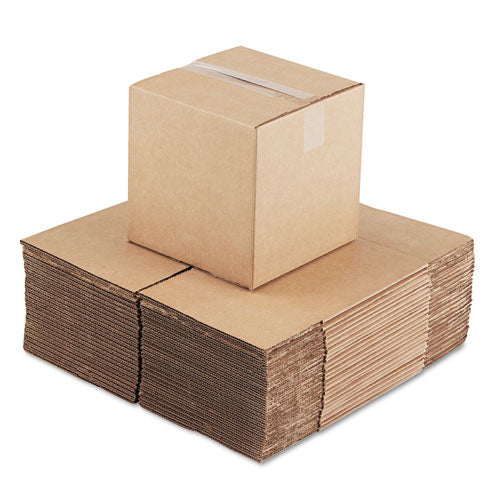 Image of Universal® Cubed Fixed-Depth Corrugated Shipping Boxes, Regular Slotted Container (RSC), Large, 10" x 10" x 10", Brown Kraft, 25/Bundle