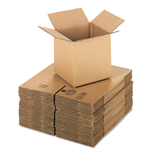 Image of Universal® Cubed Fixed-Depth Corrugated Shipping Boxes, Regular Slotted Container (RSC), Medium, 8" x 8" x 8", Brown Kraft, 25/Bundle