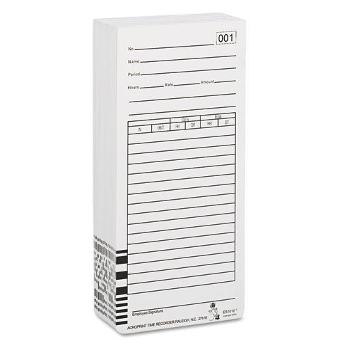 Image of Acroprint® Time Clock Cards For Acroprint Es1000, Two Sides, 3.5 X 7, 100/pack