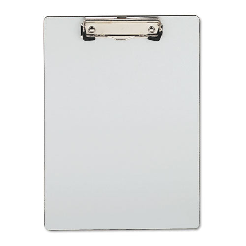 Image of Universal® Plastic Brushed Aluminum Clipboard, Portrait Orientation, 0.5" Clip Capacity, Holds 8.5 x 11 Sheets, Silver