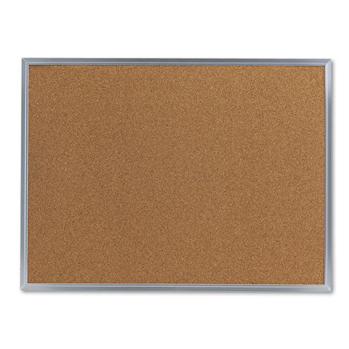 Image of Universal® Cork Bulletin Board, 24" x 18", Tan Surface, Satin Aluminum Frame