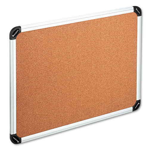 Image of Universal® Cork Board with Aluminum Frame, 48" x 36", Tan Surface, Satin Aluminum Frame