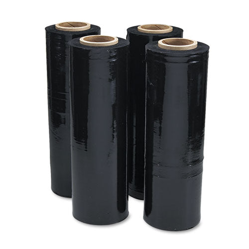 Image of Universal® Black Stretch Film, 18" x 1,500 ft Roll, 20 mic (80-Gauge), 4/Carton
