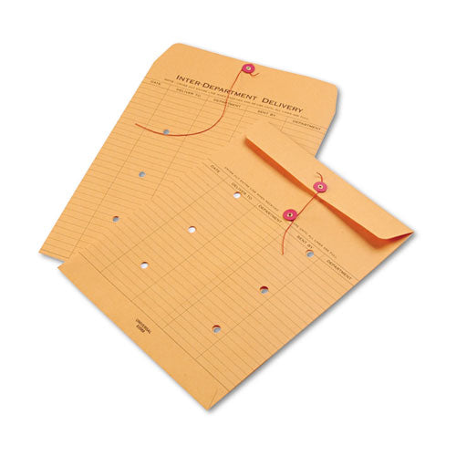 Image of Universal® Light Brown Kraft String/Button Interoffice Envelope, #97, Two-Sided Five-Column Format, 10 x 13, Light Brown Kraft, 100/Box