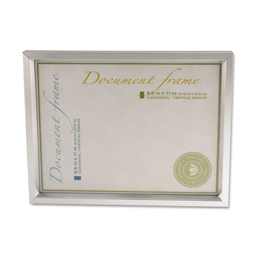 Image of Universal® Plastic Document Frame, for 8.5 x 11, Easel Back, Metallic Silver