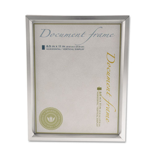 Image of Universal® Plastic Document Frame, for 8.5 x 11, Easel Back, Metallic Silver
