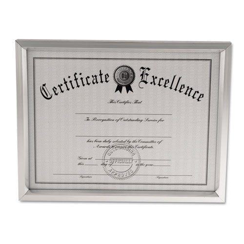 Image of Universal® Plastic Document Frame, for 8.5 x 11, Easel Back, Metallic Silver