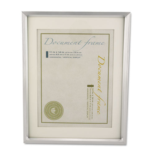 Image of Universal® Plastic Document Frame with Mat, 11 x 14 and 8.5 x 11 Inserts, Metallic Silver