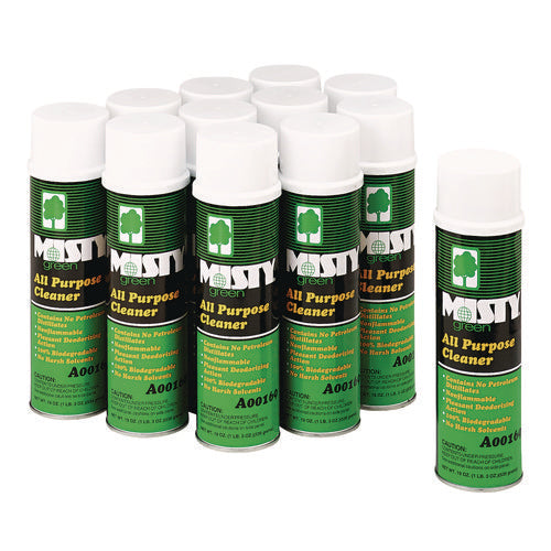 Image of Misty® Green All-Purpose Cleaner, Citrus Scent, 19 Oz Aerosol Spray, 12/carton