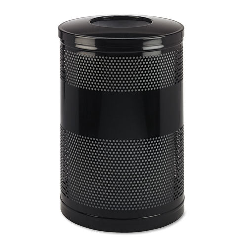 Image of Rubbermaid® Commercial Classics Perforated Open Top Receptacle, 51 gal, Steel, Black