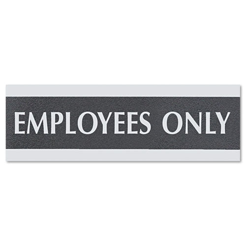 Image of Headline® Sign Century Series Office Sign, Employees Only, 9 X 3, Black/silver