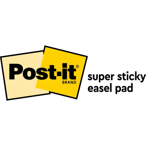 Image of Post-it® Easel Pads Super Sticky Self-Stick Tabletop Easel Pad with Command Strips, Presentation Format (1.5" Rule), 20 x 23, White, 20 Sheets