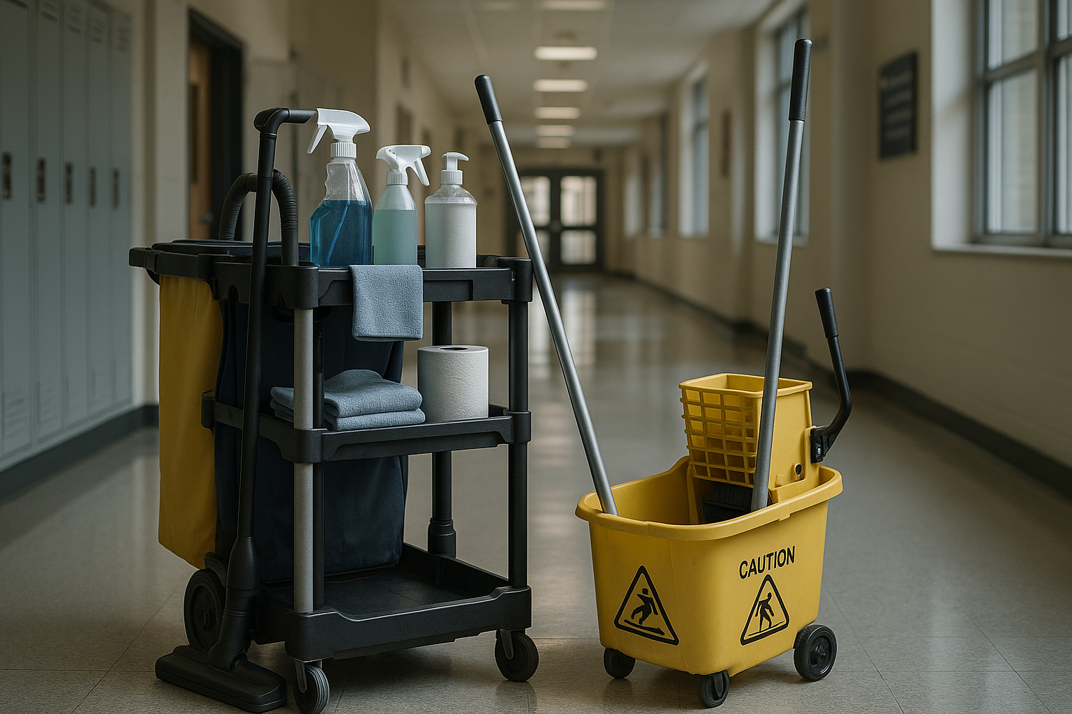 Facilities / school / hospital supply context

Subtle visual of janitorial/facility supplies being actively used

Instantly signals “we serve REAL institutions” without shouting government