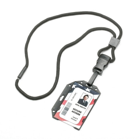 Image of Skilcraft Smart Card Holder, 3.8" H x 2.5" W, w/36" Lanyard, Clear/Black